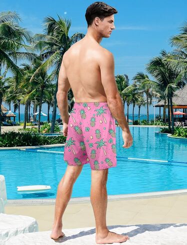 Buauty Mens Swim Trunks with Compression Liner 5 Inch Inseam Swim Shorts Quick Dry Mens Swimsuit Board Shorts with Pockets in Saudi Arabia