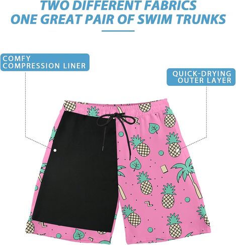 Buauty Mens Swim Trunks with Compression Liner 5 Inch Inseam Swim Shorts Quick Dry Mens Swimsuit Board Shorts with Pockets in Saudi Arabia