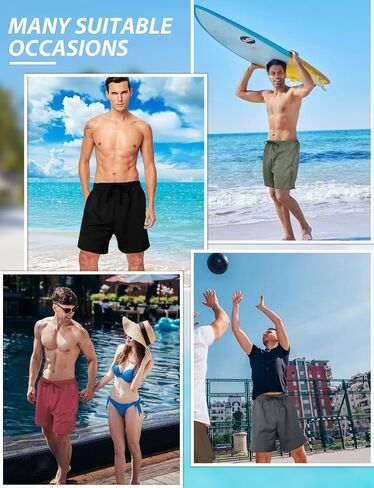 Buauty Mens Swim Trunks with Compression Liner 5 Inch Inseam Swim Shorts Quick Dry Mens Swimsuit Board Shorts with Pockets in Saudi Arabia