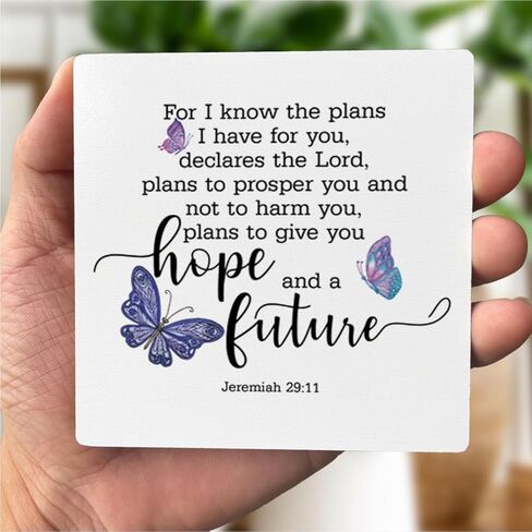 Christian Quote Wood Plaque Gift, Jeremiah 29:11- For I Know the Plans I Have For You, Plaque with Wooden Stand, Meaningful Wood Sign Plaque Gift, Bible Verse Gift Wood Sign, Christian Home Décor in Saudi Arabia