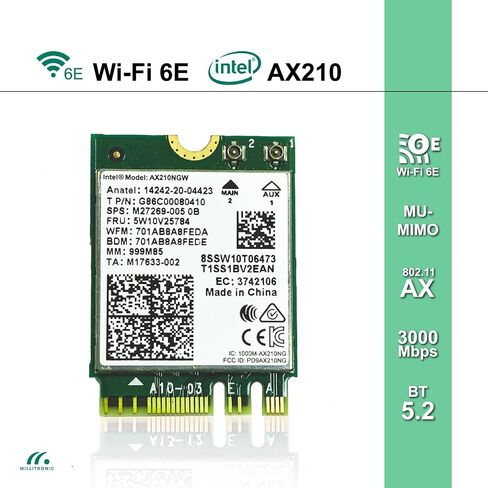 بطاقة Intel WiFi AX210 MM #999M85/ WiFi6E هوائي / Ipex4 / كابل تمديد هوائي 15.3 سم in Saudi Arabia