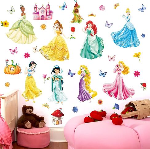 Wall Stickers for Kids, Cartoon Character Stickers for Children Room, 59 PCS PVC DIY Removable Stickers for Baby Kids Nursery Girls Bedroom Living Room Playroom Wall Decoration in Saudi Arabia
