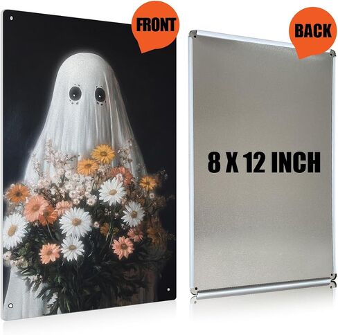 Halloween Sign Decor Cute Gothic Ghost Metal Tin Sign Ghost Picnic Under the Tree Sign Decor Decorations for Home Kitchen Halloween Decor Gifts in Saudi Arabia
