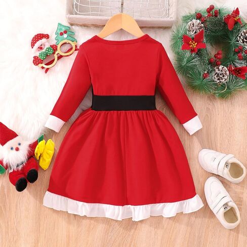 DDSOL Girl Stripe Rainbow Dress Toddler Little Long Sleeve Kid Casual A-Line Fall Winter Christmas Sundress 2-7 Year in Saudi Arabia