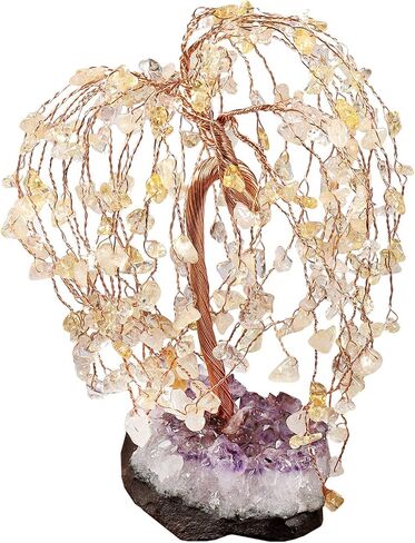 mookaitedecor Natural Amethyst Crystal Tree with Amethyst Cluster Crystal Base, Feng Shui Bonsai Money Tree Figurine for Home Office Desktop Decoration 5.5-6.7 Inch High in Saudi Arabia