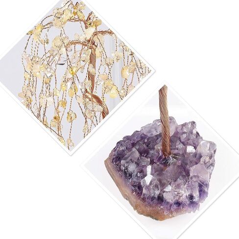 mookaitedecor Natural Amethyst Crystal Tree with Amethyst Cluster Crystal Base, Feng Shui Bonsai Money Tree Figurine for Home Office Desktop Decoration 5.5-6.7 Inch High in Saudi Arabia