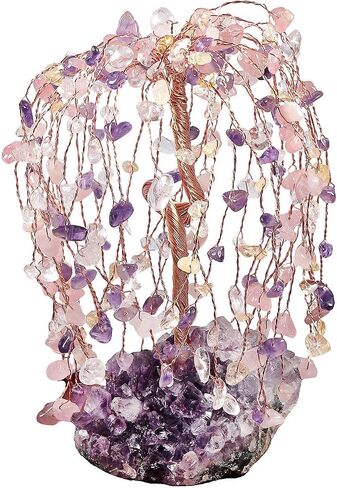 mookaitedecor Natural Amethyst Crystal Tree with Amethyst Cluster Crystal Base, Feng Shui Bonsai Money Tree Figurine for Home Office Desktop Decoration 5.5-6.7 Inch High in Saudi Arabia