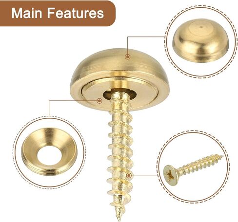uxcell 16Pcs Brass Decorative Screws with Caps, 9mm Mirror Screws Cover Self-Tapping Screws for Furniture Fixing, Bronze in Saudi Arabia