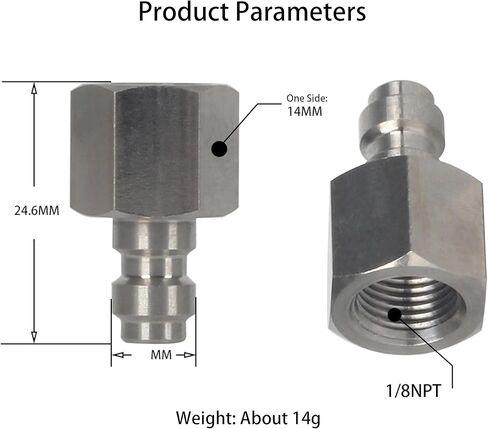 YTQDSS 2PCS Female Thread Adapter, Stainless Steel 8mm Quick-Disconnect Plug with Seals, Air Tool Fitting Connector PCP Paintball Charging Fittings in Saudi Arabia