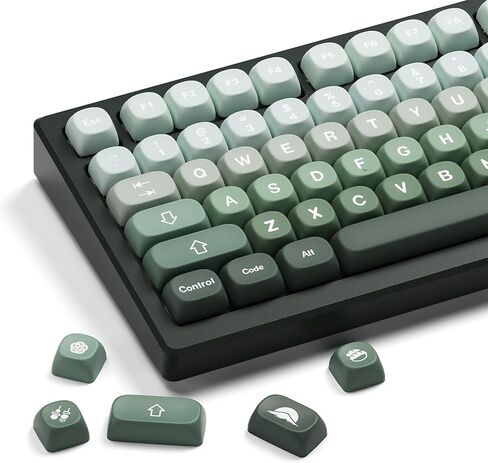 XVX Matcha Wagashi PBT Keycaps-MOA Keycaps, Custom Keyboard Keycaps 60 65 75 100 Percent, 5 Side Dye Sublimation Keycaps, 132 Keys Keycaps Set for Cherry Gateron MX Switches Keyboards, Gradient Green in Saudi Arabia