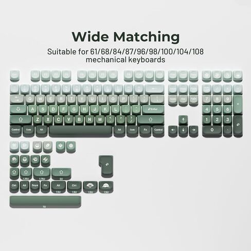 XVX Matcha Wagashi PBT Keycaps-MOA Keycaps, Custom Keyboard Keycaps 60 65 75 100 Percent, 5 Side Dye Sublimation Keycaps, 132 Keys Keycaps Set for Cherry Gateron MX Switches Keyboards, Gradient Green in Saudi Arabia