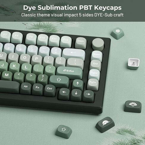 XVX Matcha Wagashi PBT Keycaps-MOA Keycaps, Custom Keyboard Keycaps 60 65 75 100 Percent, 5 Side Dye Sublimation Keycaps, 132 Keys Keycaps Set for Cherry Gateron MX Switches Keyboards, Gradient Green in Saudi Arabia