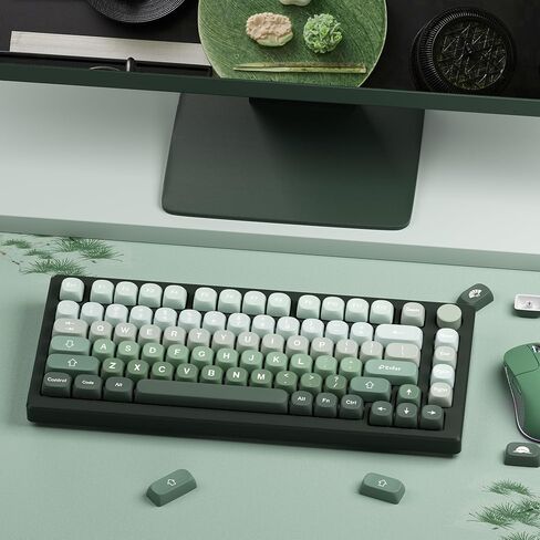 XVX Matcha Wagashi PBT Keycaps-MOA Keycaps, Custom Keyboard Keycaps 60 65 75 100 Percent, 5 Side Dye Sublimation Keycaps, 132 Keys Keycaps Set for Cherry Gateron MX Switches Keyboards, Gradient Green in Saudi Arabia
