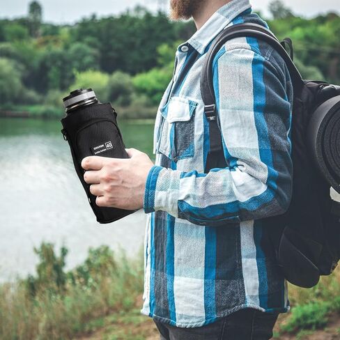 حامل زجاجة مياه مع حزام لزجاجات 32oz - 64oz، حقيبة حامل زجاجات المياه مع جيب ومقبض للمشي والسفر والمشي لمسافات طويلة (باستثناء الزجاجة) in Kuwait