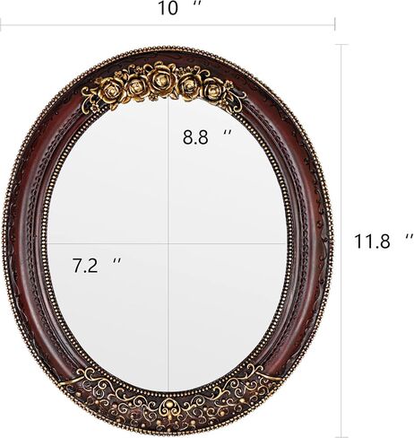 Oval Resin Vintage Mirror, Wall Mounted Decorative Mirror for Entryway, Hallway, Bedroom Oval Mirror 11.8x10 inch (Black) in Saudi Arabia