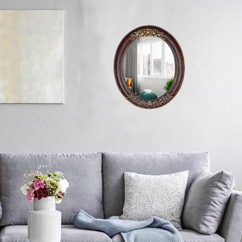 Oval Resin Vintage Mirror, Wall Mounted Decorative Mirror for Entryway, Hallway, Bedroom Oval Mirror 11.8x10 inch (Black) in Saudi Arabia