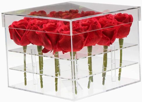 Acrylic Flower Box Pot Wedding Flower Holder Multifunction Rose Water Holder Eyeliner Organizer 25 Hole 2 Tiers Storage Box (25 Holes: 126 * 26 * 15.5cm) in Saudi Arabia