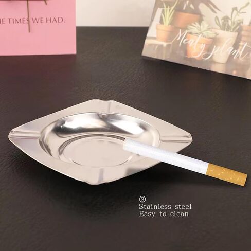 20-pack Stainless Ashtrays,Ash Trays for Smokers,Ashtray for Patio,Disposable Ashtrays for Party,Cigar Ashtray for Men(Rounded,Silver,4.72"x4.72"x0.6") in Saudi Arabia