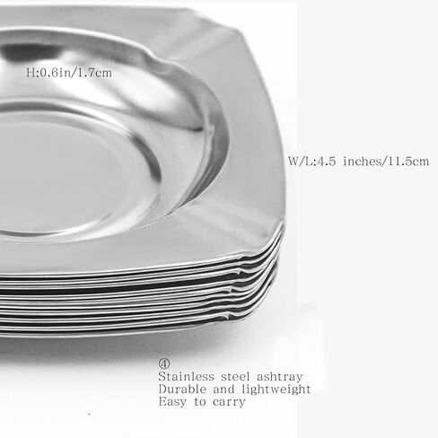 20-pack Stainless Ashtrays,Ash Trays for Smokers,Ashtray for Patio,Disposable Ashtrays for Party,Cigar Ashtray for Men(Rounded,Silver,4.72"x4.72"x0.6") in Saudi Arabia