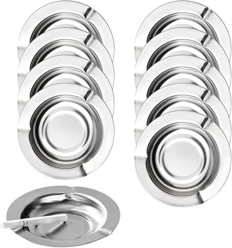 20-pack Stainless Ashtrays,Ash Trays for Smokers,Ashtray for Patio,Disposable Ashtrays for Party,Cigar Ashtray for Men(Rounded,Silver,4.72"x4.72"x0.6") in Saudi Arabia