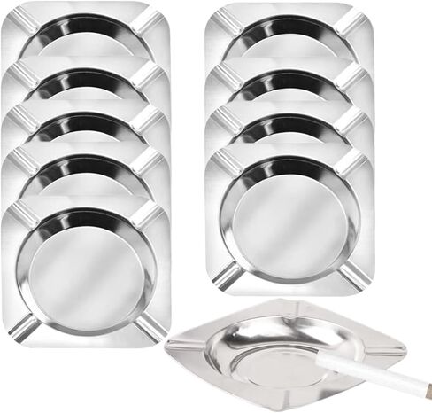 20-pack Stainless Ashtrays,Ash Trays for Smokers,Ashtray for Patio,Disposable Ashtrays for Party,Cigar Ashtray for Men(Rounded,Silver,4.72"x4.72"x0.6") in Saudi Arabia