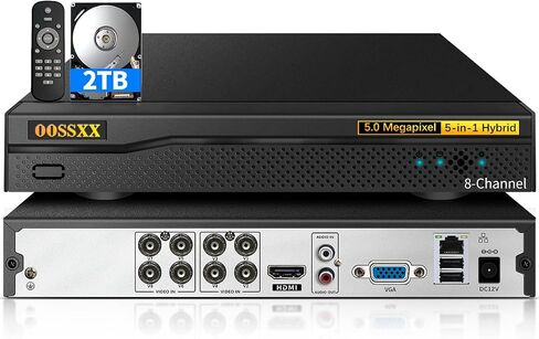 OOSSXX DVR 8-Channel Hybrid Capability 5-in-1 Digital Video Recorder 5.0MP HD Video Surveillance DVR Recorder AHD/Analog/TVI/CVBS/IP Security Camera System,2TB in Saudi Arabia