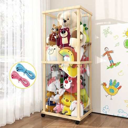 Stuffed Animal Zoo Storage Cage 55" Wood Large Stuffed Animal Storage Basket, Toy Storage for Big Small Stuffed Animals in Saudi Arabia
