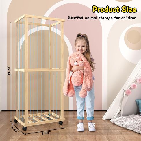Stuffed Animal Zoo Storage Cage 55" Wood Large Stuffed Animal Storage Basket, Toy Storage for Big Small Stuffed Animals in Saudi Arabia