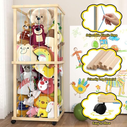 Stuffed Animal Zoo Storage Cage 55" Wood Large Stuffed Animal Storage Basket, Toy Storage for Big Small Stuffed Animals in Saudi Arabia