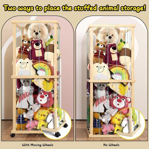 Stuffed Animal Zoo Storage Cage 55" Wood Large Stuffed Animal Storage Basket, Toy Storage for Big Small Stuffed Animals in Saudi Arabia