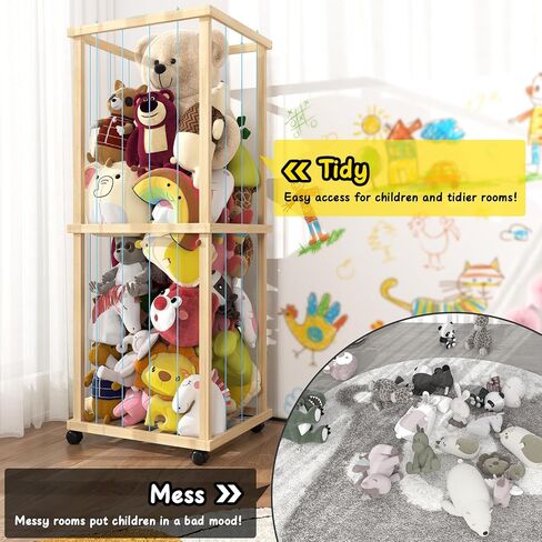Stuffed Animal Zoo Storage Cage 55" Wood Large Stuffed Animal Storage Basket, Toy Storage for Big Small Stuffed Animals in Saudi Arabia