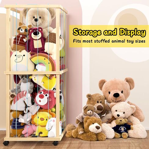Stuffed Animal Zoo Storage Cage 55" Wood Large Stuffed Animal Storage Basket, Toy Storage for Big Small Stuffed Animals in Saudi Arabia