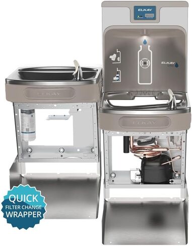 محطة تعبئة زجاجات Elkay LZS8WSSP المحسنة ezH2O ومبرد ADA مبرد من الفولاذ المقاوم للصدأ عالي السعة لتقليل الرصاص وتغيير سريع للفلتر، فردي، من الفولاذ المقاوم للصدأ in Kuwait