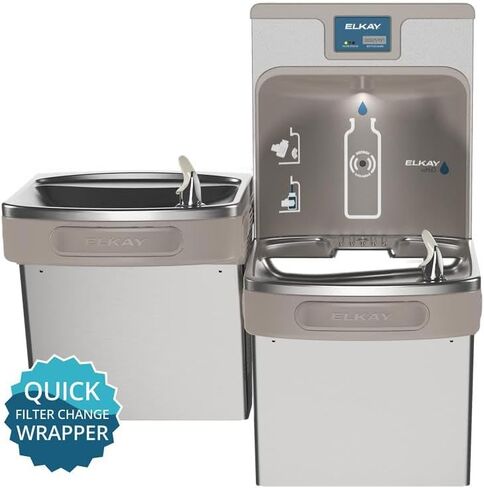 محطة تعبئة زجاجات Elkay LZS8WSSP المحسنة ezH2O ومبرد ADA مبرد من الفولاذ المقاوم للصدأ عالي السعة لتقليل الرصاص وتغيير سريع للفلتر، فردي، من الفولاذ المقاوم للصدأ in Kuwait