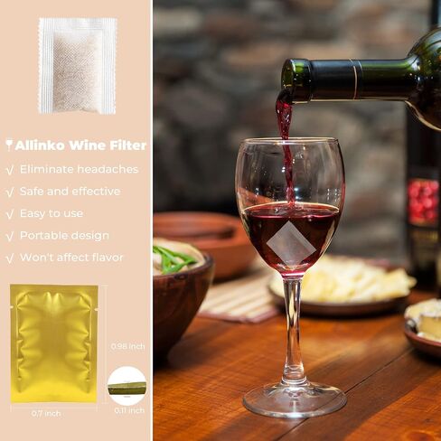 Wine Filters (24 Pack), Remove Sulfite Tannin and Histamines, All Natural Ingredients, Wine Allergy Sensitivity Prevention, Stop Wine Headaches Nausea in Saudi Arabia