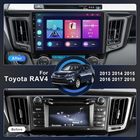 ستيريو راديو السيارة 4G+64G لسيارة Toyota RAV4 2013-2018، Carplay اللاسلكي وAndroid Auto مع Android 12 يدعم البلوتوث/التحكم الصوتي/GPS/WiFi/كاميرا احتياطية/SWC/FM، شاشة لمس IPS مقاس 10.1 بوصة in Saudi Arabia
