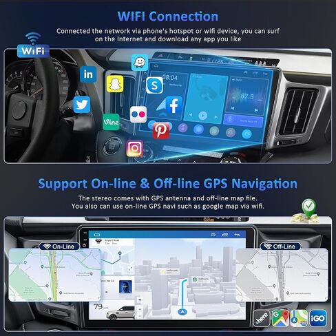 ستيريو راديو السيارة 4G+64G لسيارة Toyota RAV4 2013-2018، Carplay اللاسلكي وAndroid Auto مع Android 12 يدعم البلوتوث/التحكم الصوتي/GPS/WiFi/كاميرا احتياطية/SWC/FM، شاشة لمس IPS مقاس 10.1 بوصة in Saudi Arabia