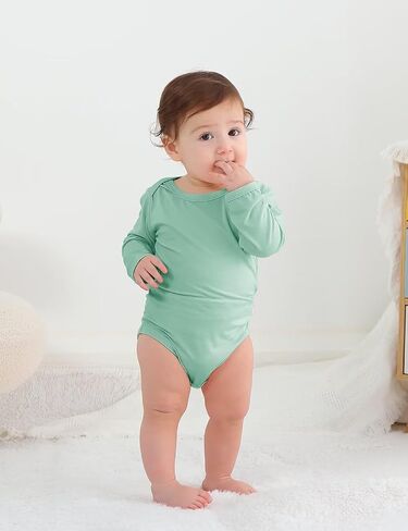 Rayon of Bamboo Baby Bodysuit, Long Sleeve Bodysuits for Boys Girls Infant Soft Clothes 0-24 Months in Saudi Arabia