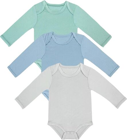 Rayon of Bamboo Baby Bodysuit, Long Sleeve Bodysuits for Boys Girls Infant Soft Clothes 0-24 Months in Saudi Arabia