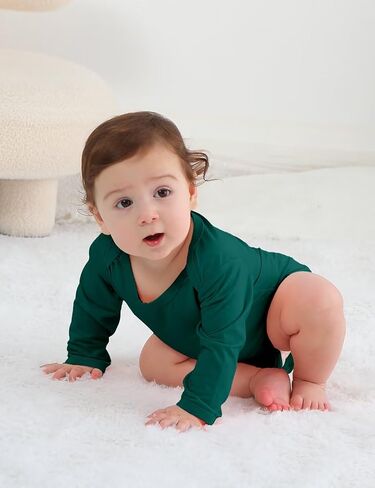 Rayon of Bamboo Baby Bodysuit, Long Sleeve Bodysuits for Boys Girls Infant Soft Clothes 0-24 Months in Saudi Arabia