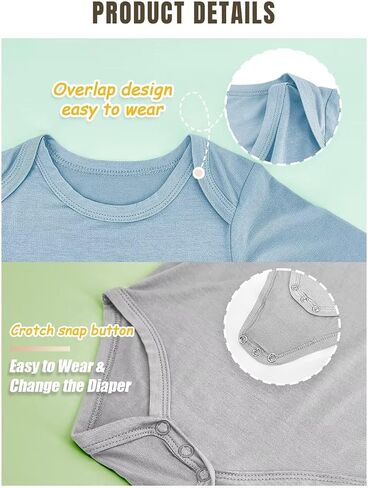 Rayon of Bamboo Baby Bodysuit, Long Sleeve Bodysuits for Boys Girls Infant Soft Clothes 0-24 Months in Saudi Arabia