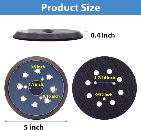 5" Sander Replacement Pad for Makita, 5 Inch 8 Hole Hook and Loop Sander Pads for Makita BO5010, BO5030K, BO5031K Compatible with DeWalt D26451,D26453,DW420, Porter Cable 382 (2 Pack) in Saudi Arabia