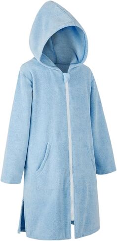 MissShorthair Hooded Towel Robe for Kid, Zipper Beach Cover Up, Swim Changing Robe for Boy, Girls Bath Towelling Poncho in Saudi Arabia
