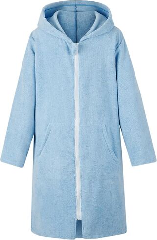 MissShorthair Hooded Towel Robe for Kid, Zipper Beach Cover Up, Swim Changing Robe for Boy, Girls Bath Towelling Poncho in Saudi Arabia