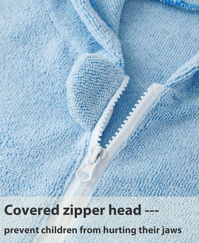 MissShorthair Hooded Towel Robe for Kid, Zipper Beach Cover Up, Swim Changing Robe for Boy, Girls Bath Towelling Poncho in Saudi Arabia