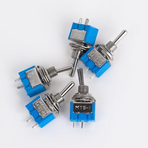 5 Pcs Mini Toggle Switch, 12V/24V/125V/250V, SPST 2 Pin（ON Off）Rocker Toggle Switch with Waterproof Cap, for Automotive Trucks Boats Marine in Saudi Arabia