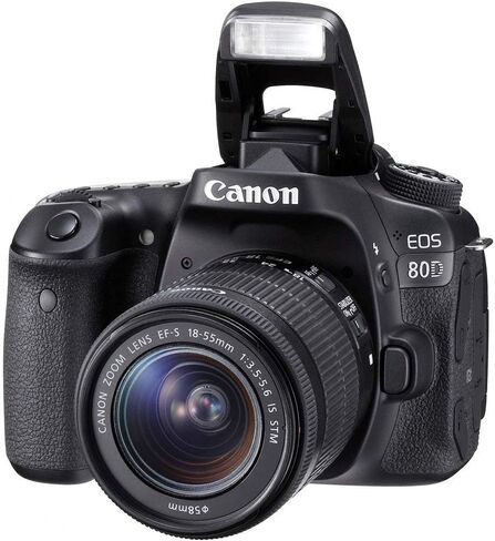 Canon EOS 80D DSLR Camera with 18-55mm Lens (1263C005) + EF-S 55-250mm Lens + 64GB Memory Card + Case + Corel Photo Software + 2 x LPE6 Battery + External Charger + Card Reader + More (Renewed) in Saudi Arabia