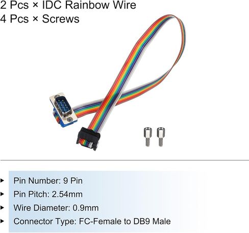 MECCANIXITY 2 قطعة IDC قوس قزح سلك كابل الشريط المسطح FC-أنثى إلى DB9 ذكر 11.8 بوصة طول 2.54 مم أسلاك توصيل اللوح للمشاريع الإلكترونية in Saudi Arabia