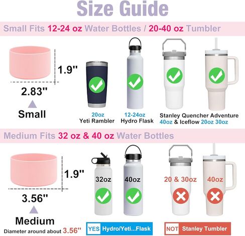 Desing Wish Protective Silicone Boot Compatible with 12-24oz/ 32oz & 40oz Hydroflask Sport Water Bottles, Non-Slip Water Bottle Boot Protector Bottom Silicone Sleeve Cover in Kuwait