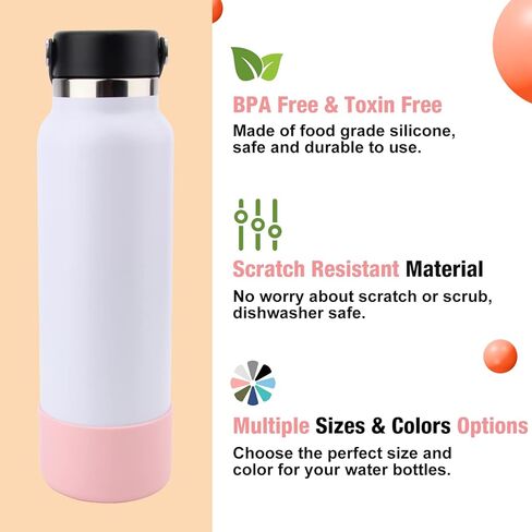 Desing Wish Protective Silicone Boot Compatible with 12-24oz/ 32oz & 40oz Hydroflask Sport Water Bottles, Non-Slip Water Bottle Boot Protector Bottom Silicone Sleeve Cover in Kuwait